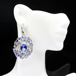 Buy 5 Get 1 Free 50x29mm Stunning Pink Morganite Purple Spinel Rich Blue Violet Tanzanite For Girls Gift Silver Earrings