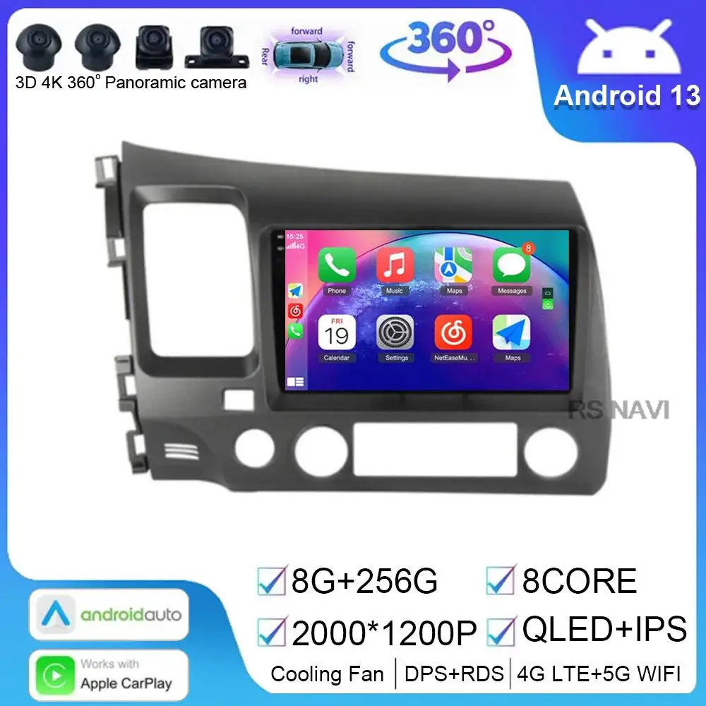 

Android 14 For Honda Civic 8 FK FN FD 2005 - 2012 Car Radio Multimedia Video Player Navigation GPS No 2din 2 din dvd Audio