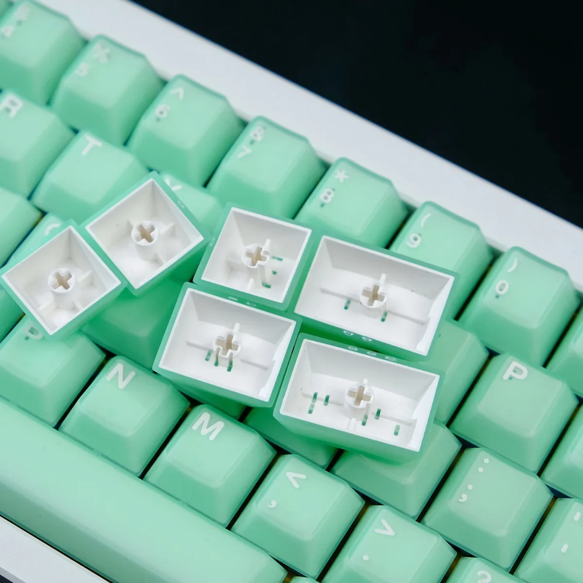 114 Keys Double Shot PBT Keycaps Cyan Jade Semi Transparent Keycaps Cherry Profile for Cherry Gateron MX Switches Gamer Keyboard