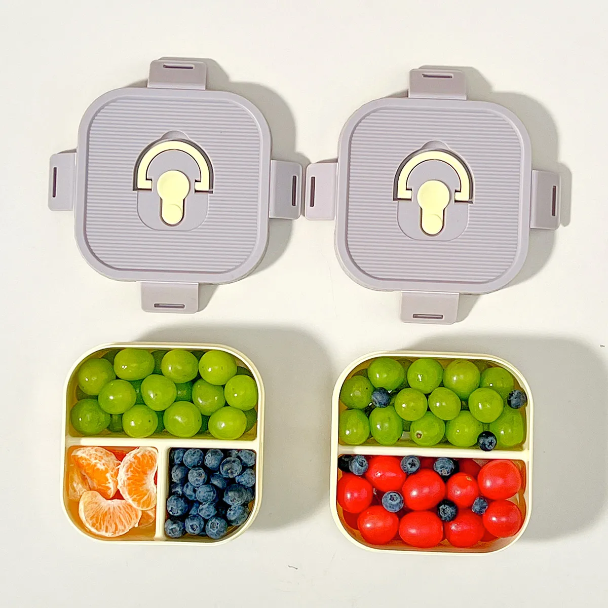WORTHBUY Tragbare Kunststoff-Lunchbox mit Fach, mikrowellengeeignet, Obstsalat-Lunchbehälter, für Kinder, Studenten, auslaufsichere Bento-Box – Detail 5