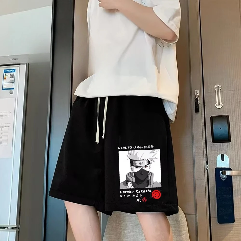 

Мужские шорты с принтом Наруто, летняя одежда Y2k, спортивные свободные брюки с пятью точками для спортзала, женские повседневные дышащие хлопковые шорты большого размера