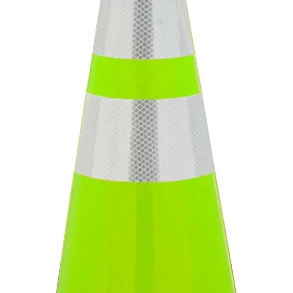 

28 Fluorescent Lime Green Traffic Cone with Reflective Strips and Heavy Base for Parking, Construction, and Roads