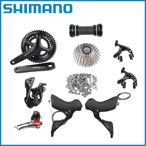 Shimano 105 R7100 2x11S Groupset R7100 170MM FD Braze On RD R7100 SS GS 25T/28T/30T/32T/34T Cassette Rim Brake Road Bicycle Kit