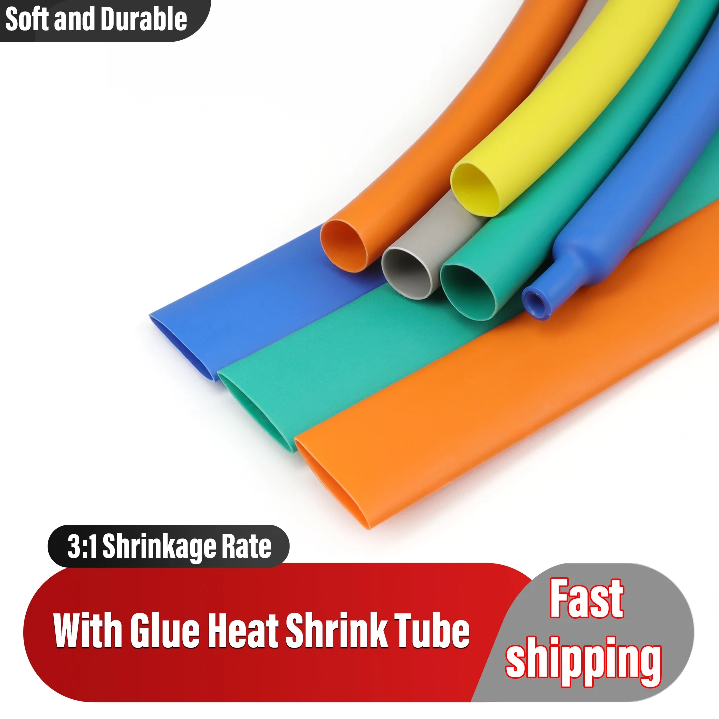 

1M 3:1 Heat Shrink Tube With Glue Dia1.6/2.4/3.2/4.8/6.4/7.9/9.5/12.7/15.4/19.1/25.4/30/39/50mm Double Wall Tube Cable Protector