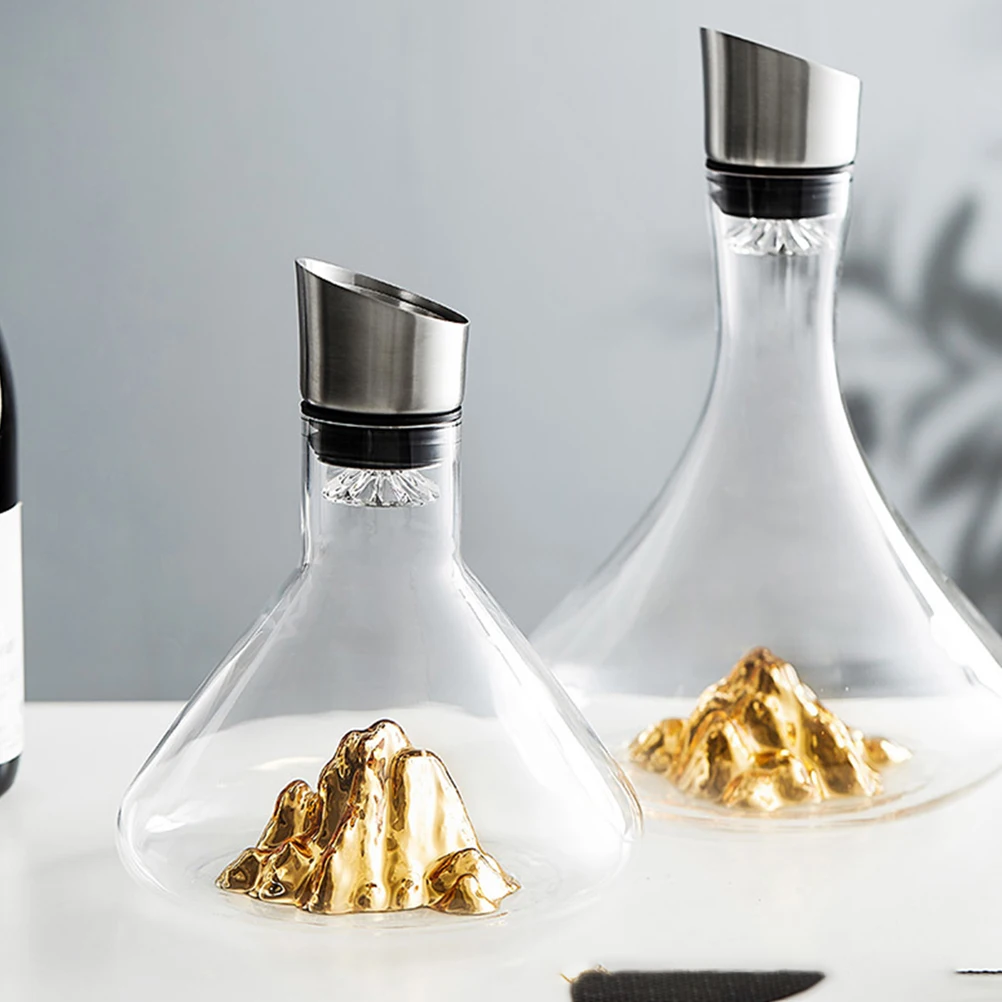 

1Pcs Crystal Wine Decanter Simple Design Fast Decanting Smooth Touch Household Large Wine Container Inclined Mouth Decanter