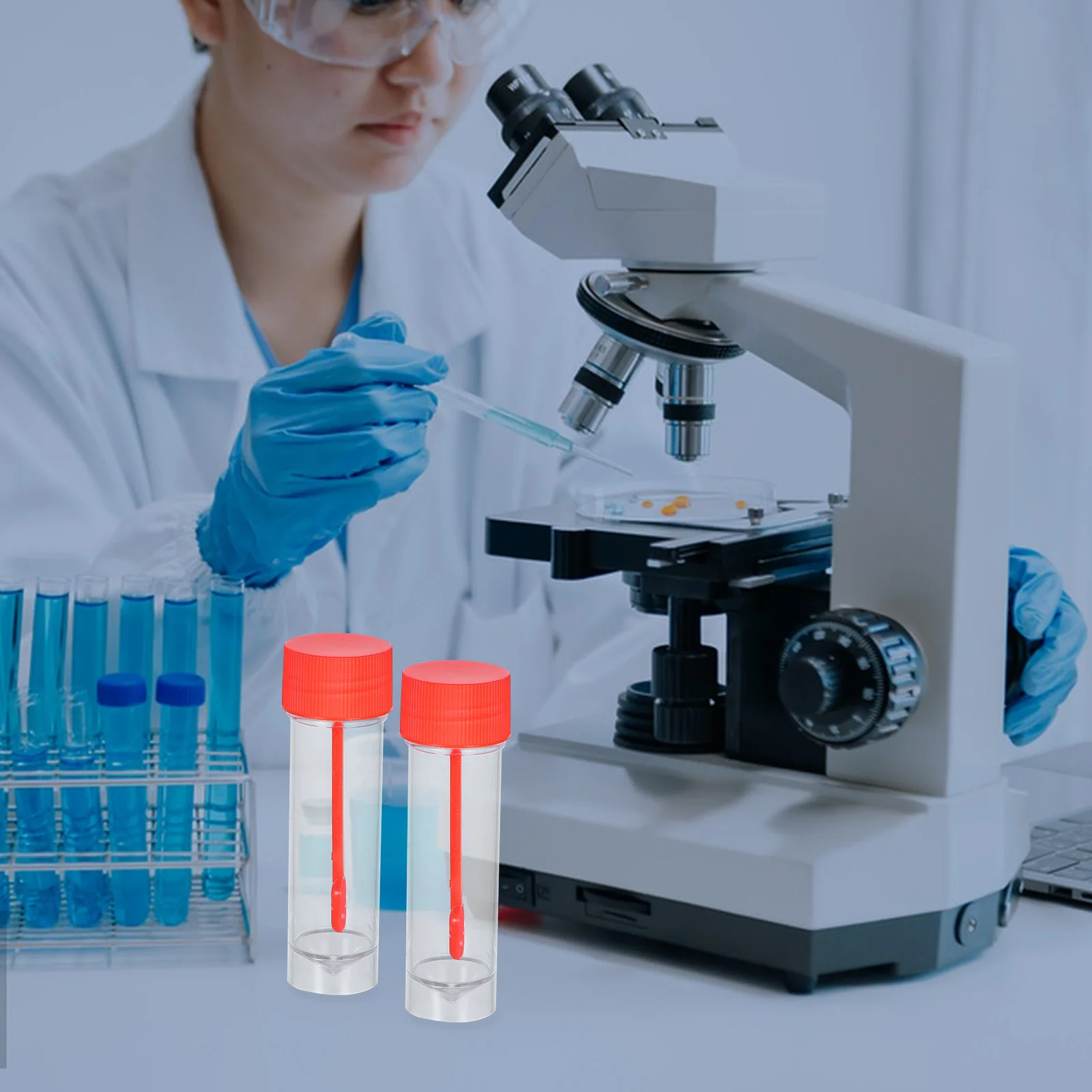 

20Pcs Stool Sample Plastic Specimen Cups Leakproof Caps Laboratory Sample Containers for Fecal Collection Testing Cups