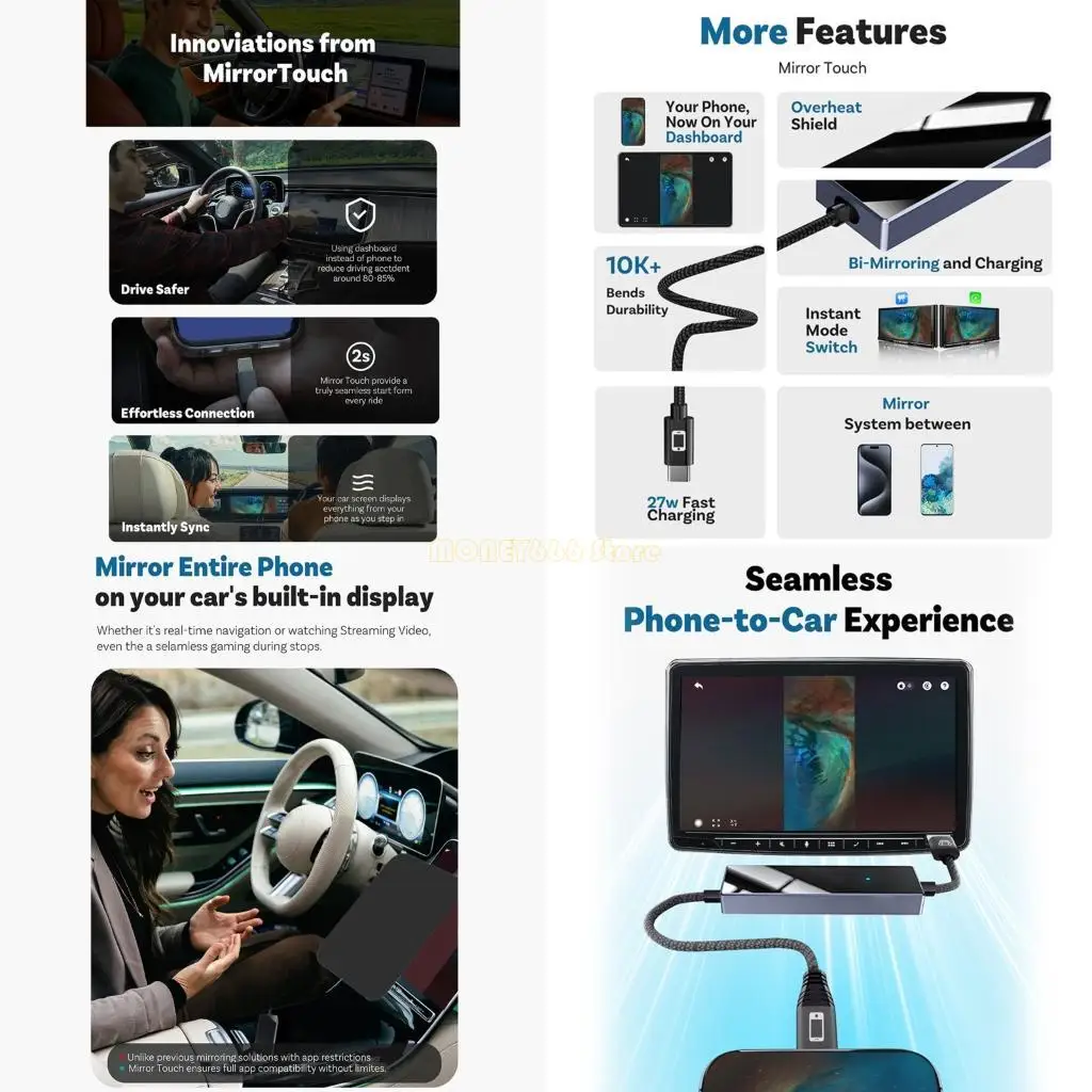 

F62C Radio Mirroring Link For Continuous Screen Casting 720P 1080P Output With Reverse Control And Multiple Application Support