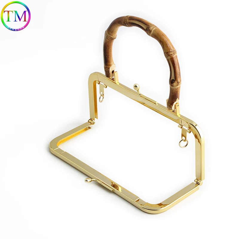 5-10PCS Rectangle Gold Metal Handles For DIY Handcrafted Sewing Brackets Shoulder Strap Purse Frame Replacement Accessories