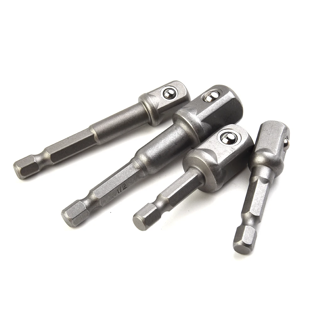 Bit Adapter Socket Adapter Hex Shank Silver 1/4in 1/2 3/8 1/4 2/3/8pcs Drill Extension Bar Hand Tools High Quality