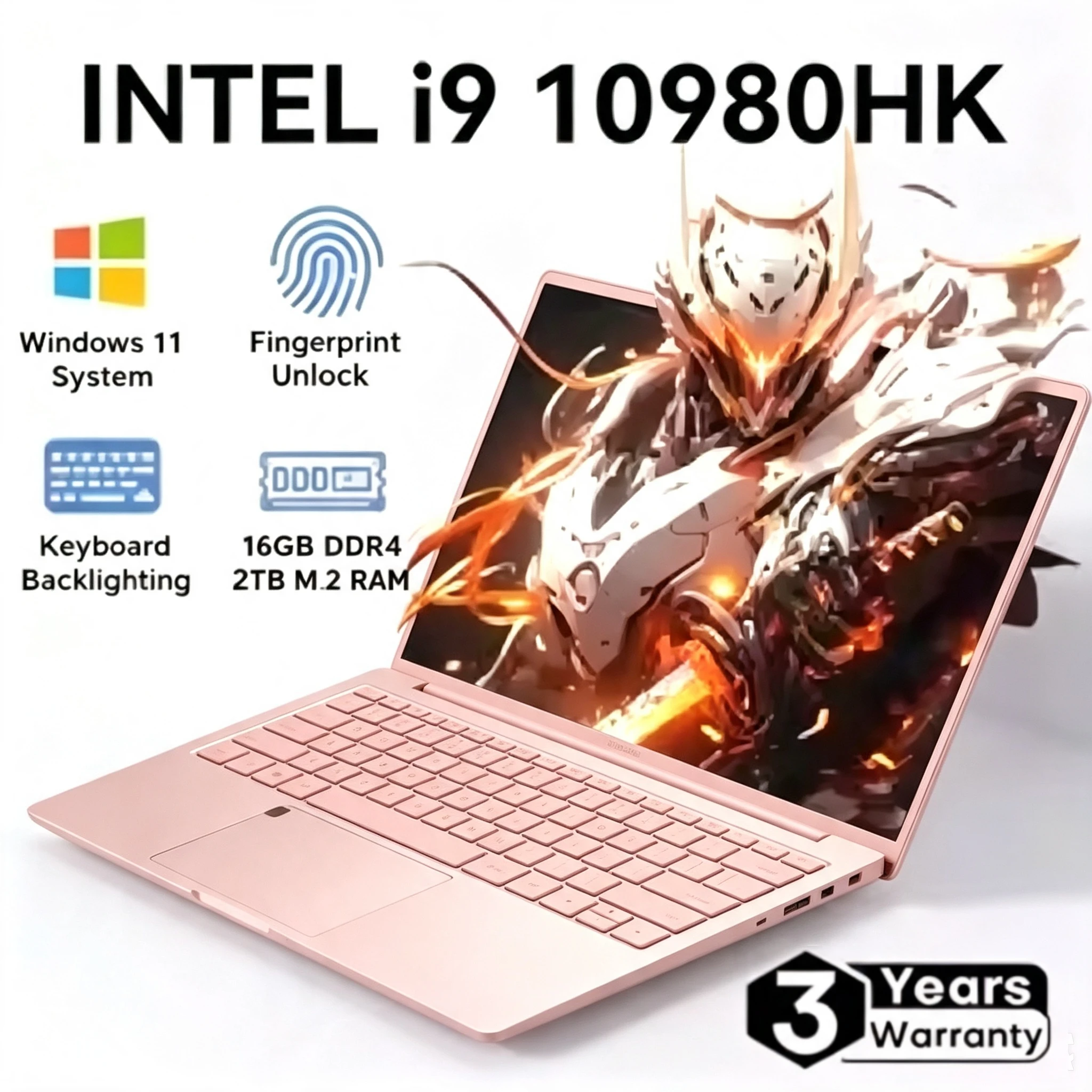 Portable 15.6 Inch  Intel Core i9 10980HK Gaming Laptop Computer Windows 11 PC Gamer 32GB RAM Fingerprint Unlock Notebook PC