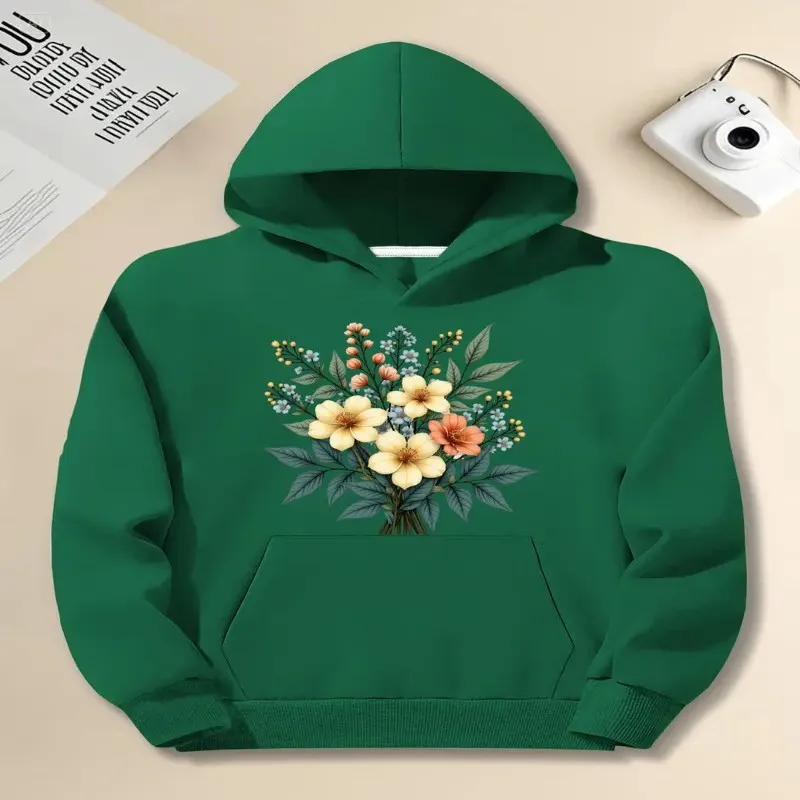 

Осень-зима женский свитшот больших размеров женская одежда больших размеров мультяшный красочный цветочный дизайн с длинным рукавом круглый вырез удобный