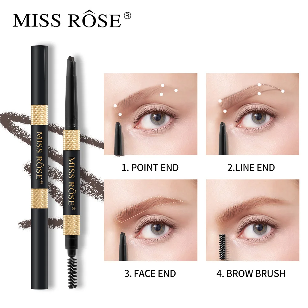 MISS ROSE Triangle Rotating Easy To Colour Not-smudging Eyebrow Pencil Make-up Sweatproof Waterproof Eye Brow Pen Tint Cosmetics