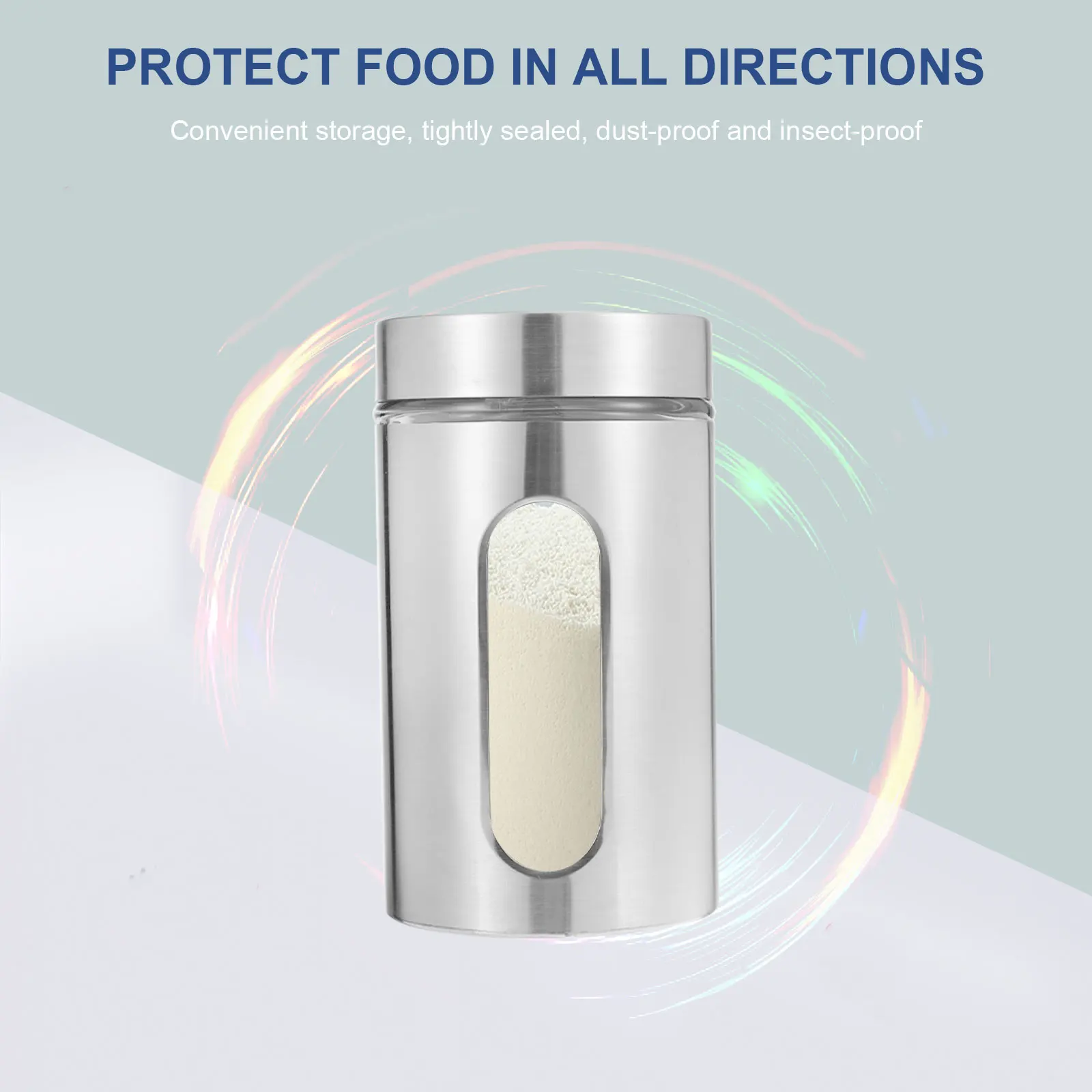 

Stainless Steel Storage Tank 1200ml Kitchen Containers Dry Food Jar Cereal Canister Sugar Bowl Grain Tea Organizer Storage Box