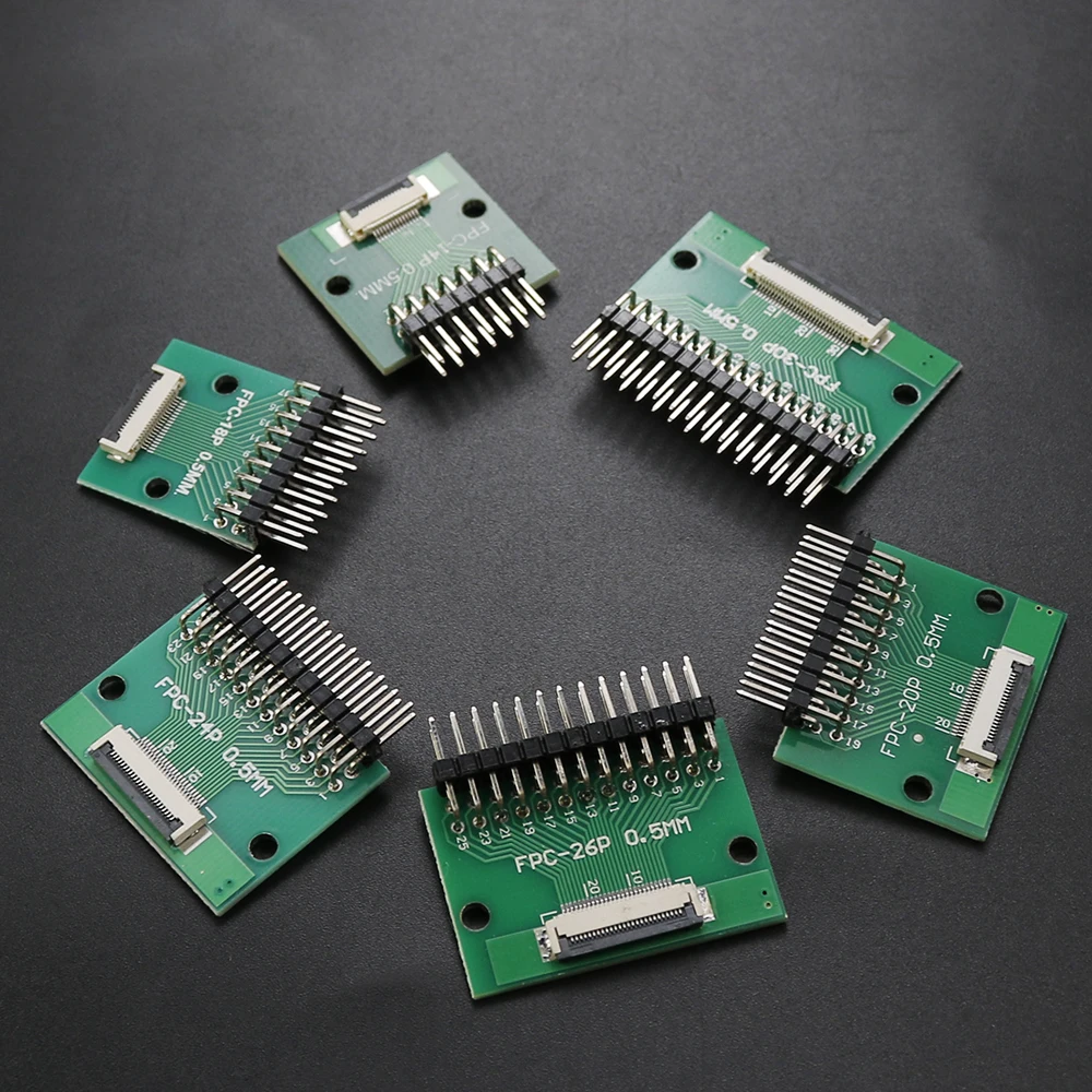1PC FPC/FFC Adapter Board 0.5mm To 2.54mm Connector Double Row Straight Needle 4/6/8/10/12/14/15/16/18/20/22/24/26/30/34/36 Pin - view 2