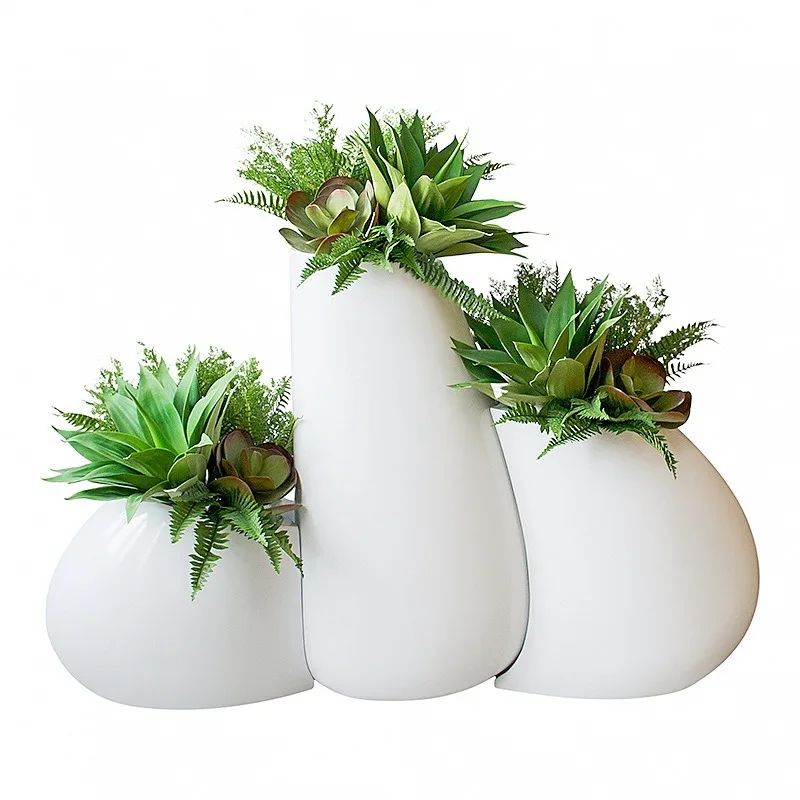 Modern Nordic combination fiberglass floor-to-ceiling large vase hotel sales office model room decoration flower arrangement