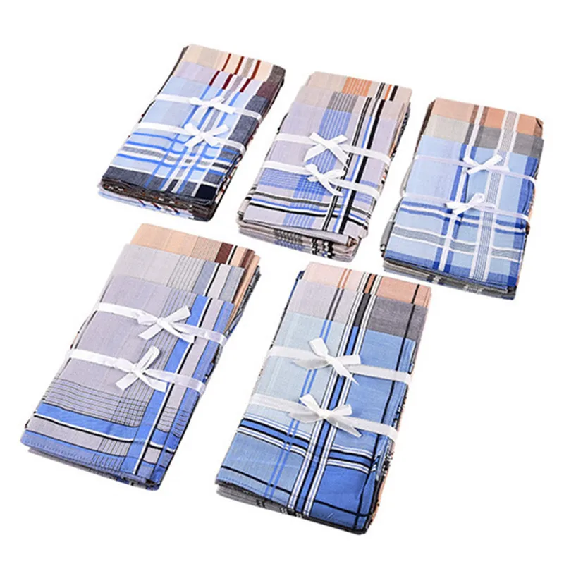 3Pcs 43x43cm Men Casual Pocket Square Scarf Sweat Towel Cotton Handkerchiefs Male Adult Decor Random Color