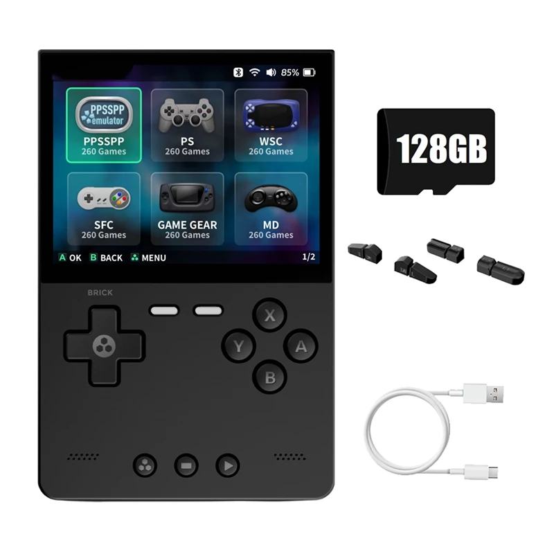 BRICK Handheld Game Console 128GB Portable Linux Video Game Console 3.2Inch 1024X768 IPS Screen Retro Game Controller A