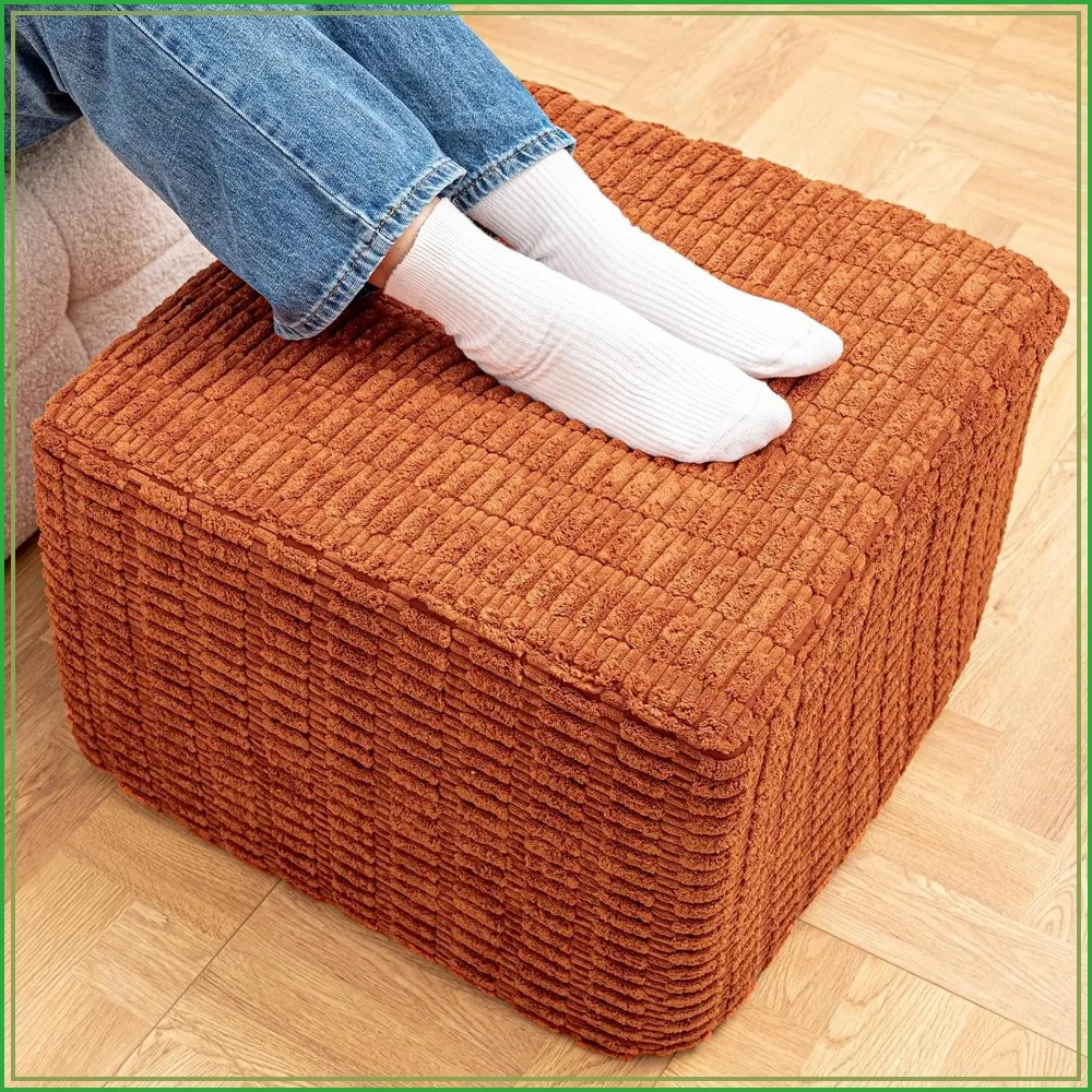 

Round Square Pouf Ottoman Foot Rest – Lightweight Modern Footstool with Plush Foam Filling, Perfect for Living Room Decor & Cozy Comfort – 20x20x14 Inch Accent Piece