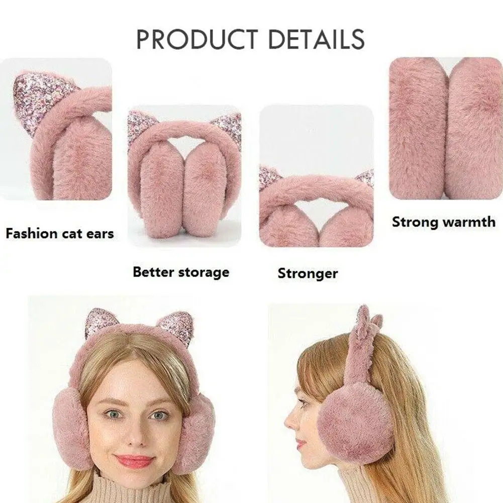 Protetores de orelha de gato para mulheres – Aquecedores de orelha de inverno felpudos de pelúcia, capas térmicas à prova de vento para ciclismo, esqui, clima frio