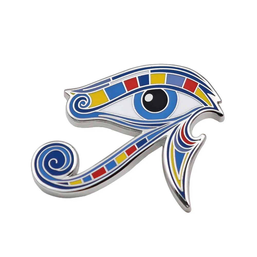 Egyptian Eye of Horus Enamel Pin Eye of Ra Brooch Colorful Mosaic Metal Badge Ancient Amulet Lapel Pin for Clothes Jewelry Gift