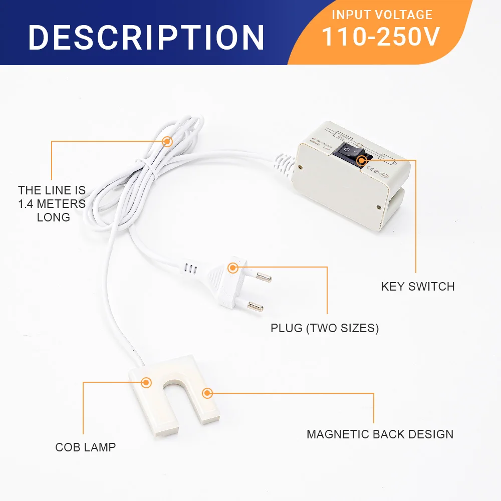 EU/US Plug Sewing Machine Light 10LED/COB U-Shape Flexible Industrial Lighting Lamp Magnetic Base Working Lights For Workbench