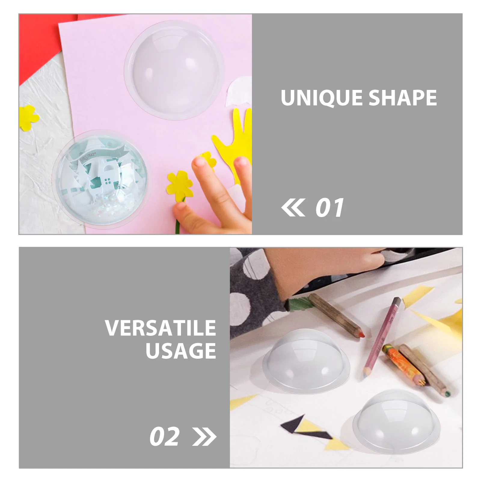 12 szt. Plastikowych kopułek do dekoracji wiejskiej świątecznej, rękodzieła DIY, półkule, przezroczyste, do wypełniania, ozdoby, ekspozytory świąteczne