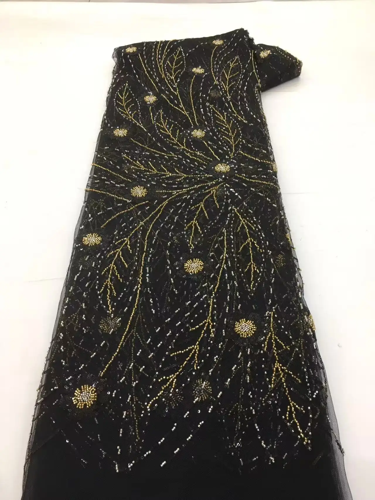 

Роскошная африканская кружевная ткань 2025, высокое качество, кружевная вышивка с блестками, сетчатая ткань с бисером для женщин, свадебные платья