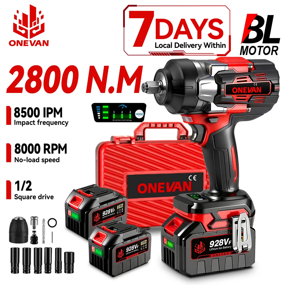 Clé à chocs électrique sans fil ONEVAN 2800N.M, tournevis à couple élevé, perceuse, outil électrique pour batterie Makita 18V