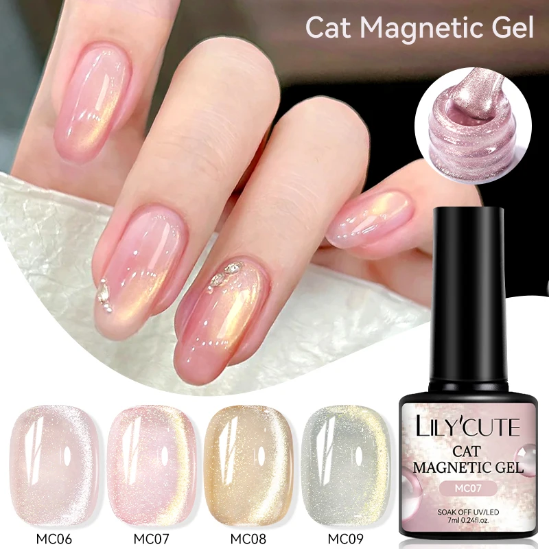 LILYCUTE 7ml invierno otoño brillo gato magnético esmalte de uñas en Gel Soak Off colorido gelatina de vidrio UV LED Gel barniz para decoración de uñas
