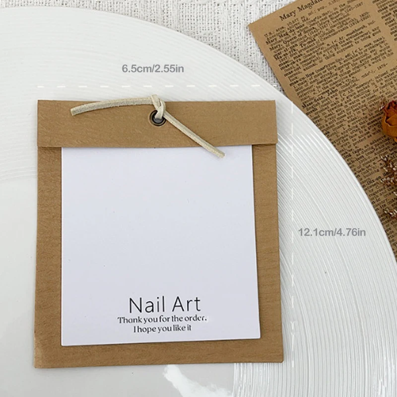 1PCS Handmade False Nail Design Swatch Show Card Manicure Sample Display Salon Press-On Nail Packaging Display With Tie Bags