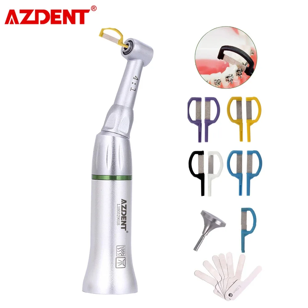 AZDENT Dental Low Speed Handpieces 4:1 Reduction Contra Angle Reciprocating Interproximal Strip IPR System Green Ring