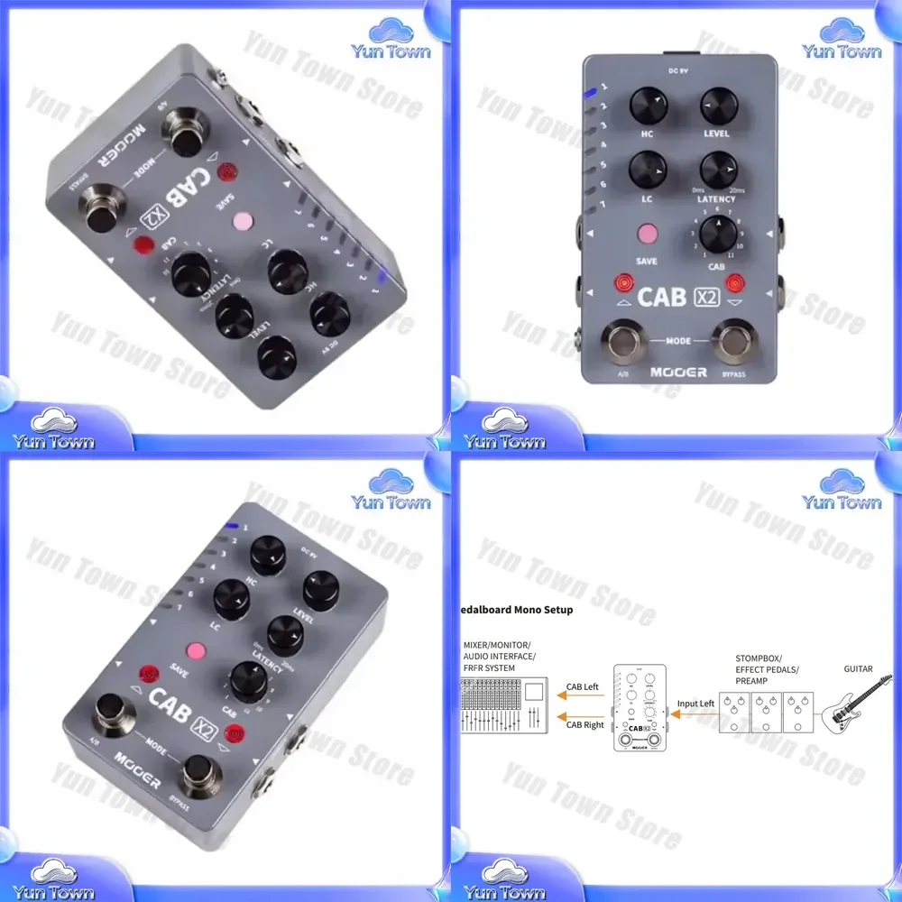 Pedal de Efectos para Guitarra MOOER Cab X2, Simulador de Gabinete Estéreo, Pedal de Modelado de Amplificador Monobloque con 11 Gabinetes Integrados