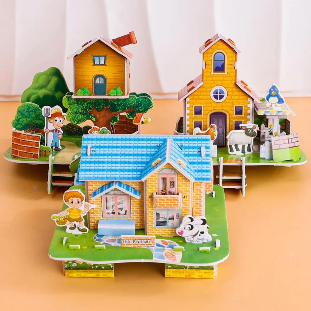 High Quality Handmade 3D Three-dimensional Building 9.8*11cm Random Styles Children Puzzle Model Kindergarten Puzzle