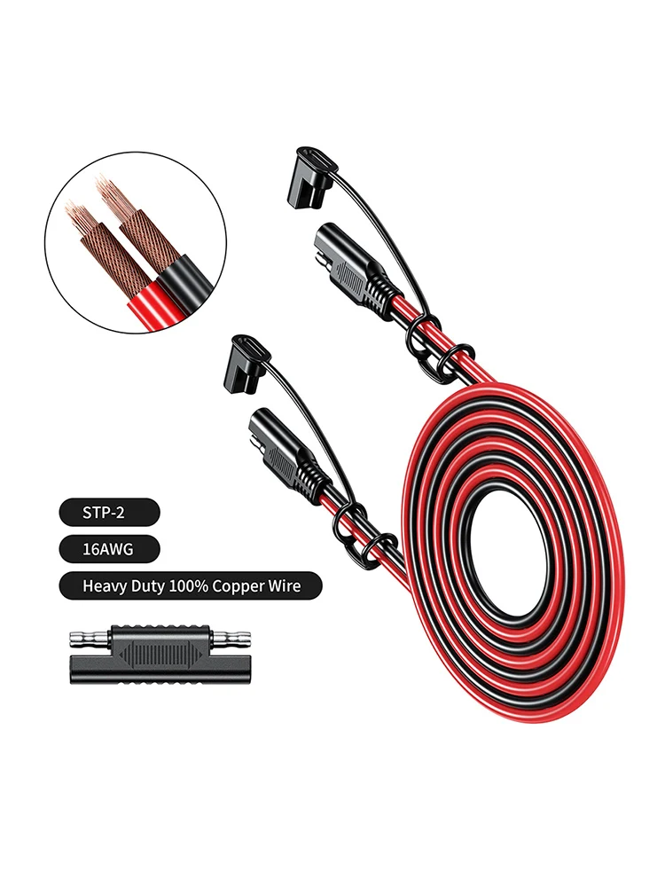 Battery Charging Cable SAE To SAE 12V-36V Solar Plug Cord 16AWG Car Extension Cable Waterproof Solar Vehicle Battery Power Cable