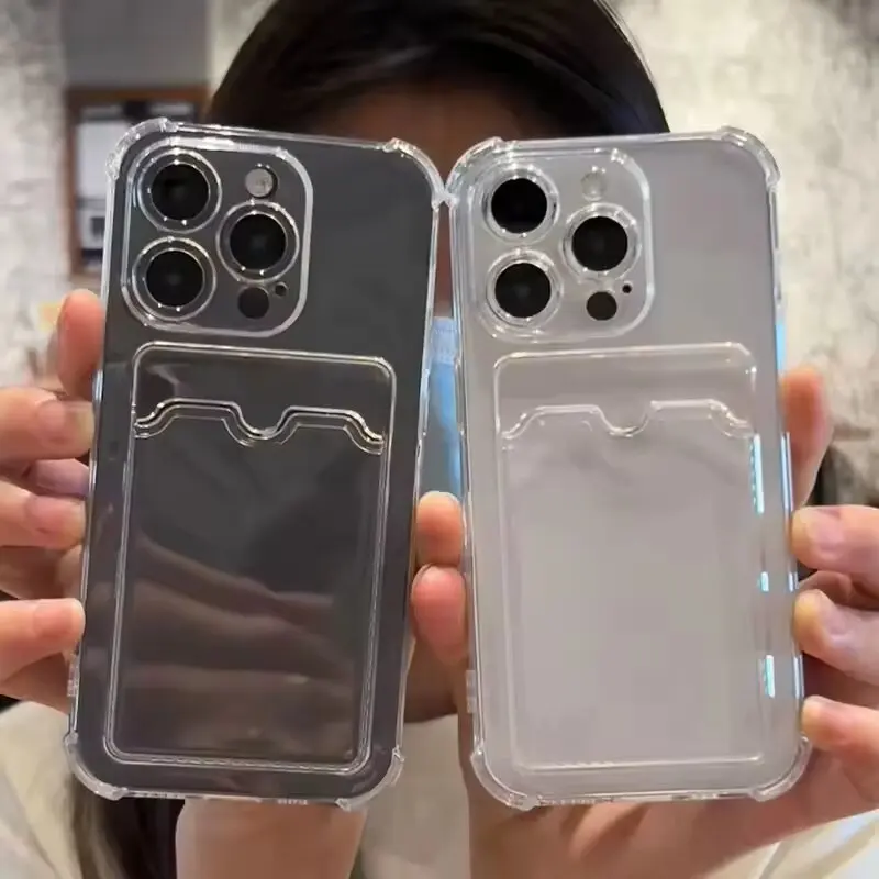 

Transparent Soft TPU Card Bag Phone Case For Xiaomi Redmi Note 13 12 11 10 9 Pro 14C 13C Case Poco X6 X5 Pro X3 Back Funda Cover