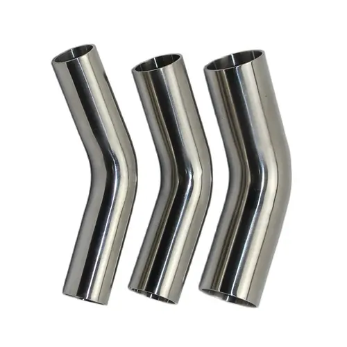 Codo alargado de 45 grados de acero inoxidable 304 de grado sanitario pulido interior y exterior soldadura automática codo pi de 1,5/2,0mm