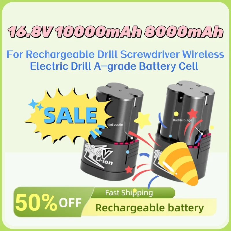 

Tools Electric Battery for Rechargeable Drill Screwdriver Wireless Electric Drill A-grade Battery Cell 16.8V 10000mAh 8000mAh