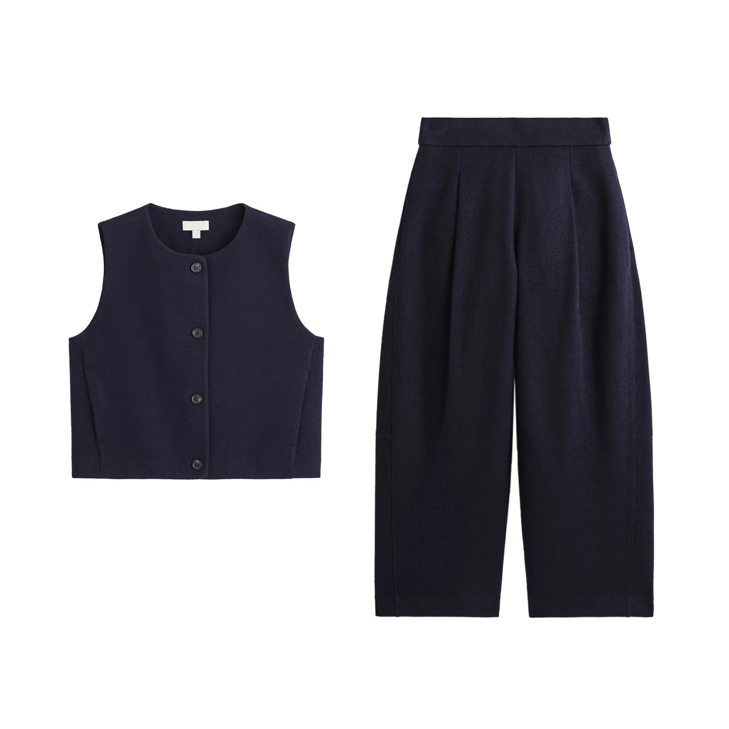 الوقوف نسخة الصوف مزيج البدلة سترة عارضة السراويل عالية الخصر السراويل الطويلة قطعتين مجموعة Fionable الخريف الزي للنساء