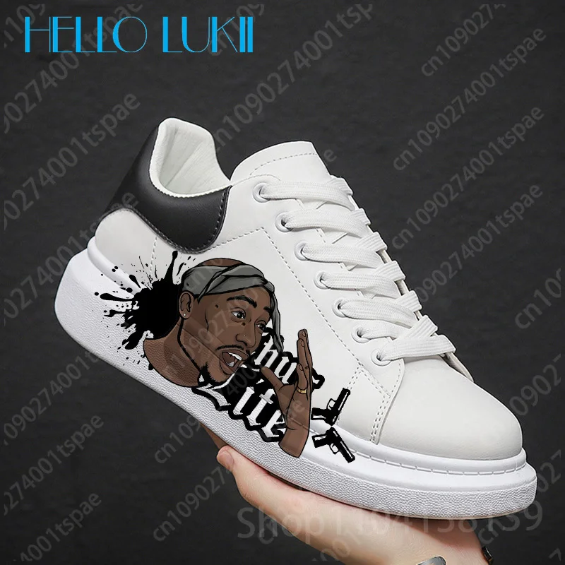 شعبية مغني الراب tupac 2pac الطباعة أحذية الكبار رجل بلون وحيد للماء بو الجلود بسيطة مريحة حذاء كاجوال هدية #2