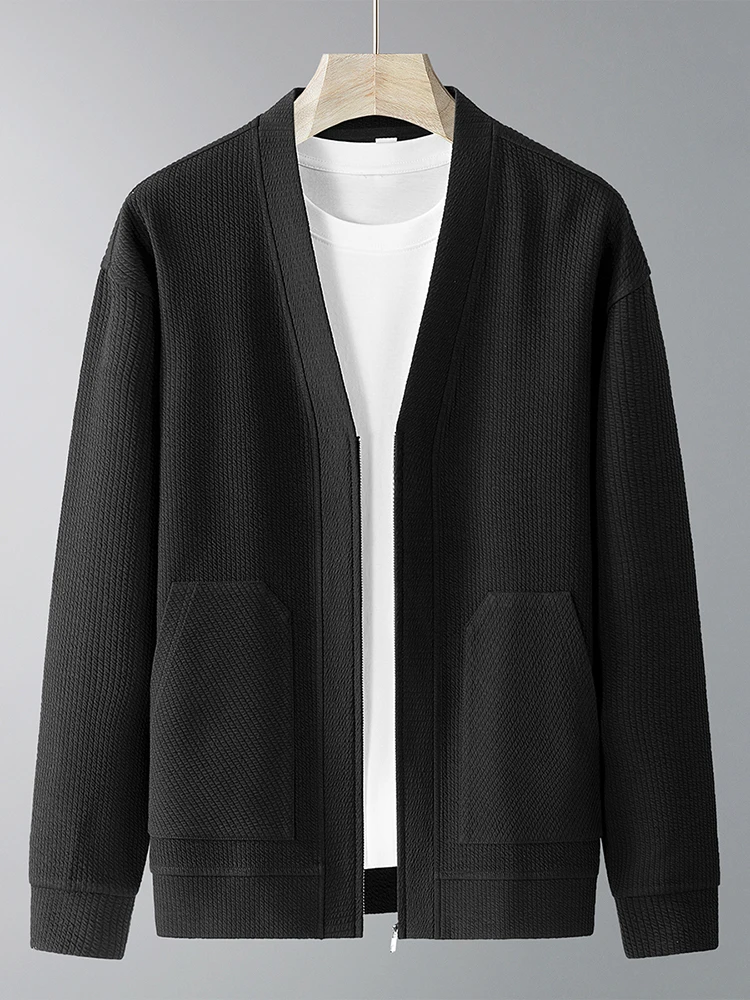 Mochastar Large Size Knitted Cardigan Jacket Men's Spring Autumn Style Trendy Brand INS plus Size V-neck Long Sleeve Outerwear