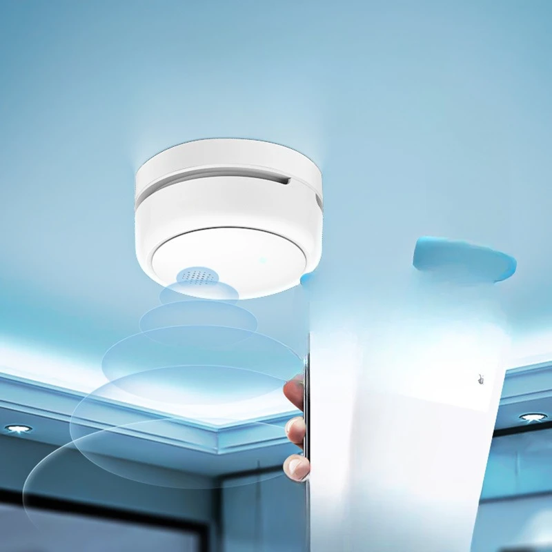 

Smart smoke alarm connected to mobile phone household fire wireless temperature detection networked smoke sensor