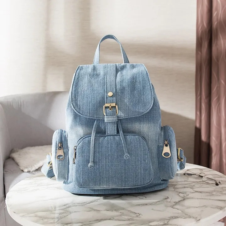 Denim Small Backpack for Teenage Girls New College Fashion Travel Shoulder Bag women Backpacks School Bags Mochila bagpack blue