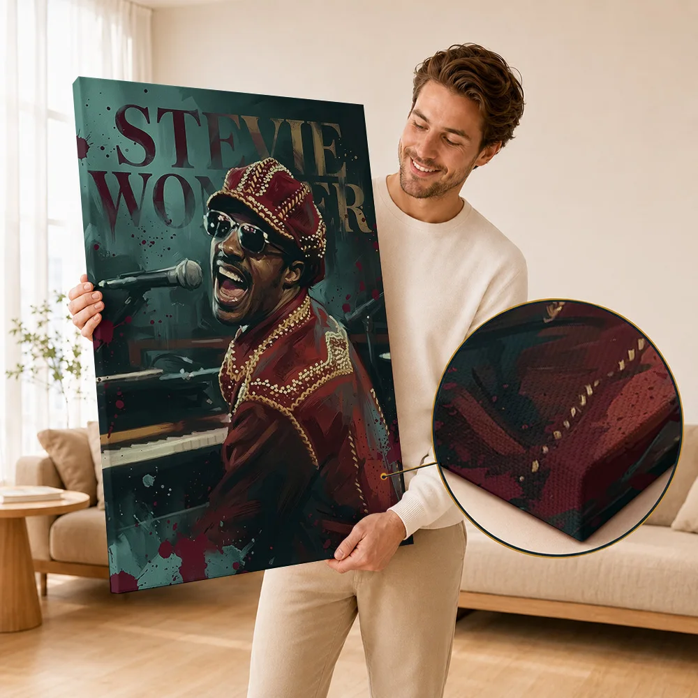 Stevie Wonder Canvas Print Poster Personalized Photo Classic Soul Vocalist Style Wall Paintings Decoration For Bedroom Fan Gift