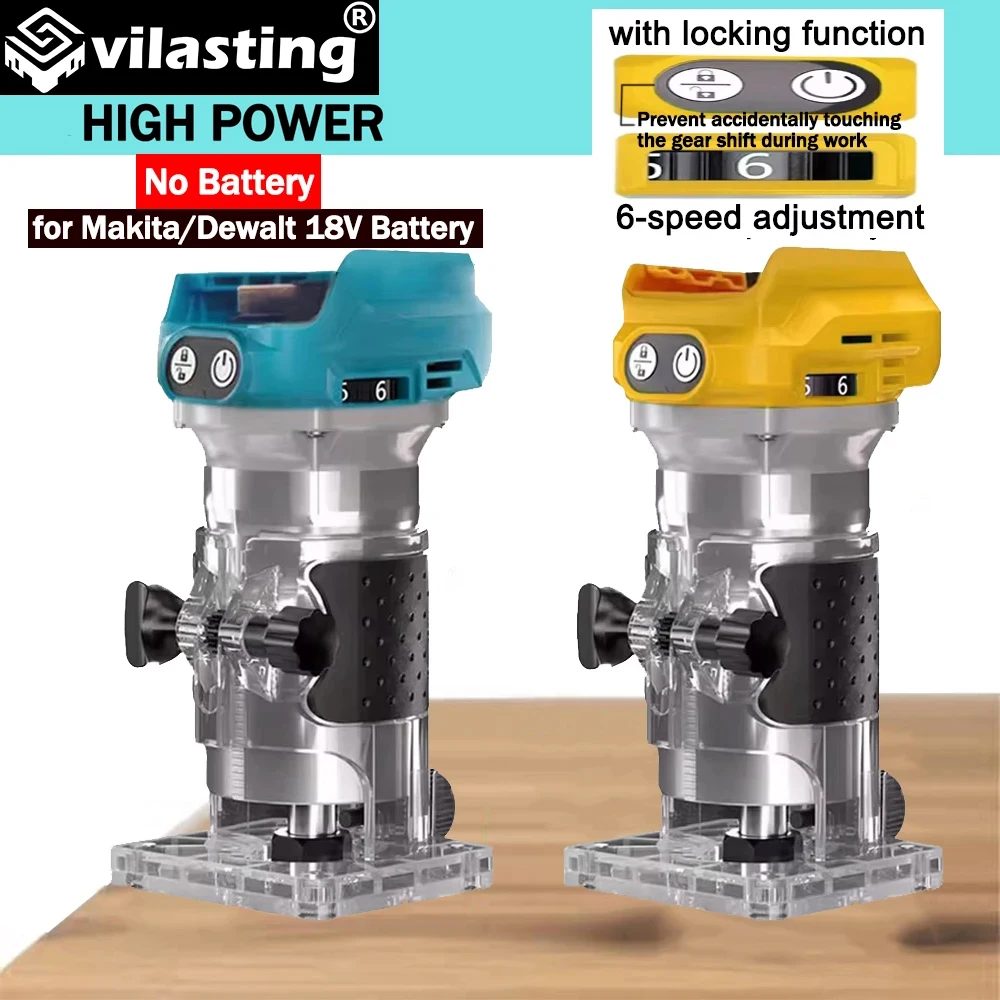 

Vilasting Electric Trimmer Brushless Woodworking Trimming Router Milling Engraving Slotting Tools Fit Makita/Dewalt 18V Battery