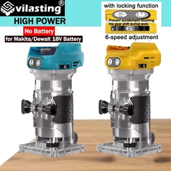 Vilasting Electric Trimmer Brushless Woodworking Trimming Router Milling Engraving Slotting Tools Fit Makita/Dewalt 18V Battery