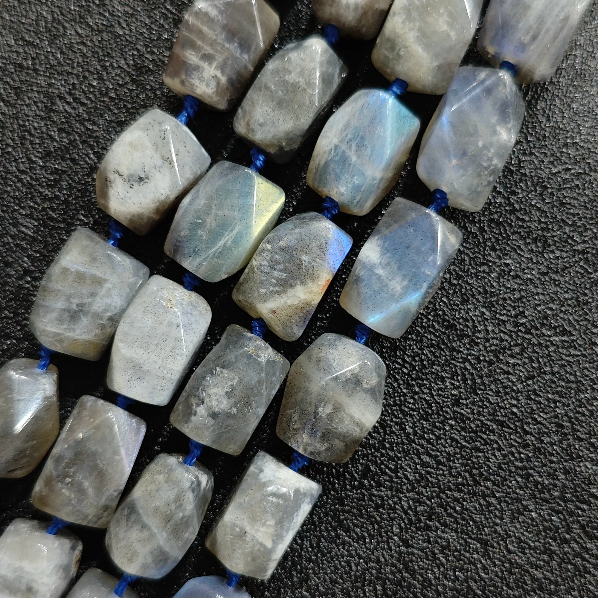 Large Moonstone Faceted Nugget Beads Wholesale Rough Column Loose Gemstone White Crystal Strand for Designer DIY Jewelry