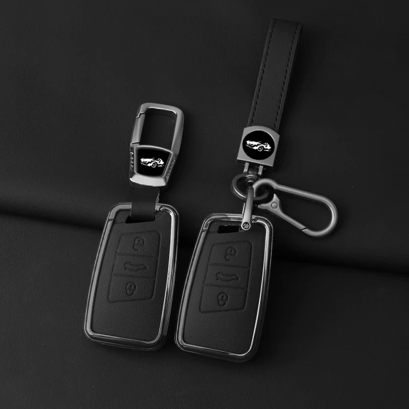 Leather Zinc alloy Car Key Case For Volkswagen VW Magotan Passat B8 Golf For Skoda Superb A7 Smart 3 Buttons Auto Decoration