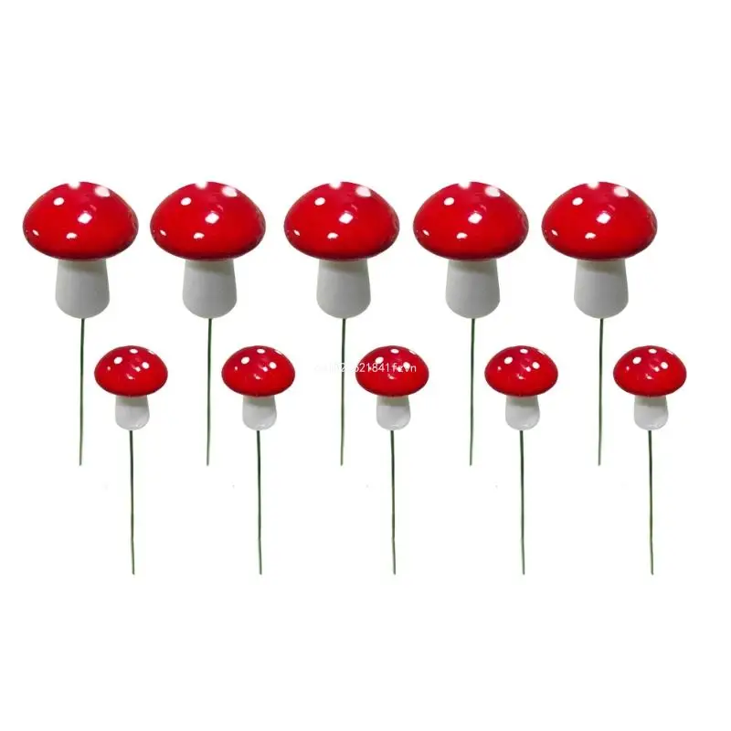 10pcs Mushroom Garden Stakes Fairy Garden Lawn Yard Decorations Dropship