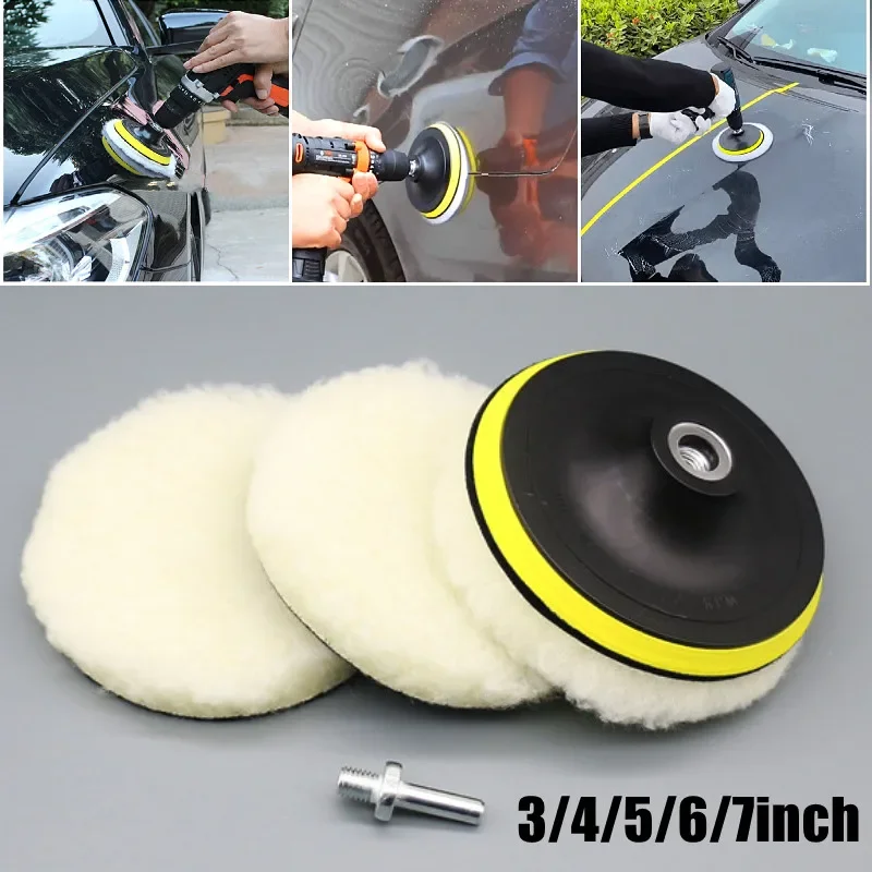 5pcs Cutting Pad Wool Polishing Pad Set Wool Polishing Wheel For Composite Cutting And Polishing Automotive Polishing Machine