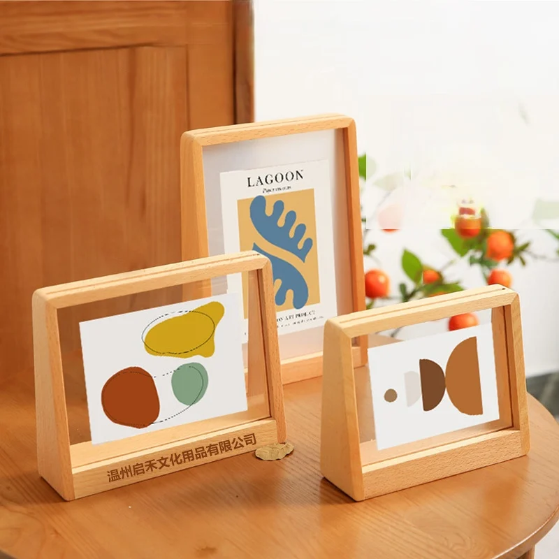 A4 210x297mm Wood Acrylic Sign Holder Display Stand Restaurant Menu Paper Holder Table Baby Family Photo Picture Poster Frame